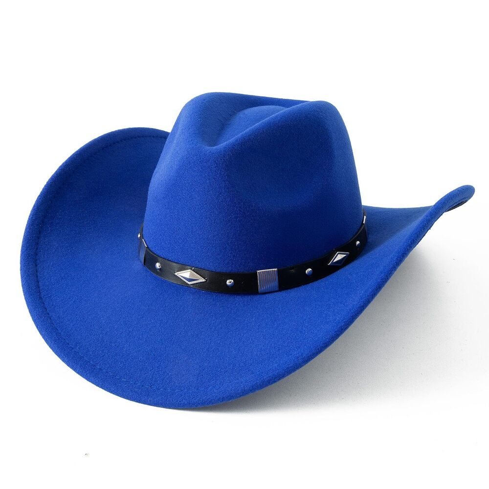 8816 Classic Felt Wide Brim Western Cowboy Cowgirl Hat with Belt